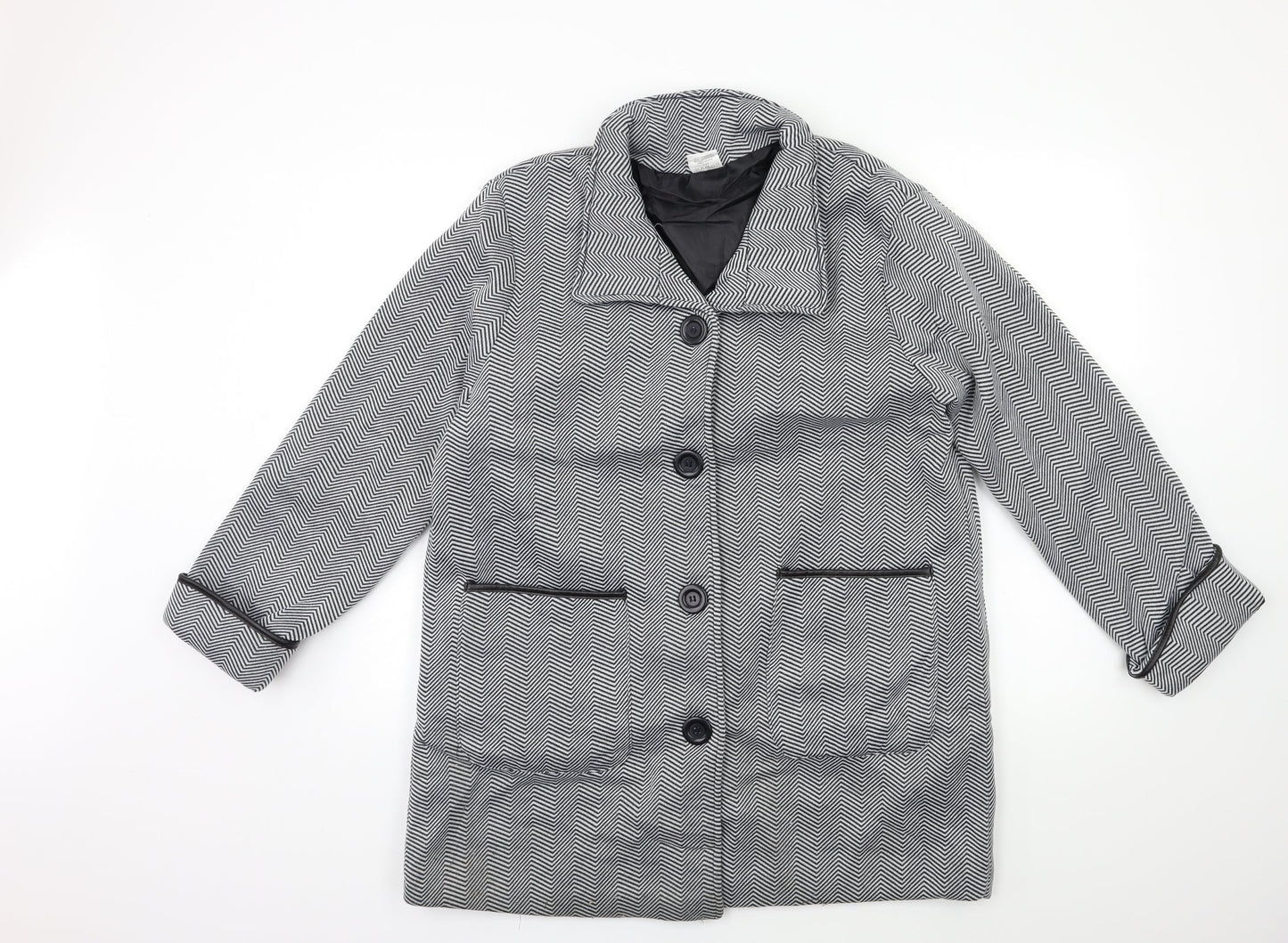 Anne De Lancay Womens Grey Striped  Jacket Coat Size 20