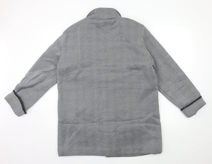 Back view of Anne De Lancay women’s grey striped jacket coat, size UK 20