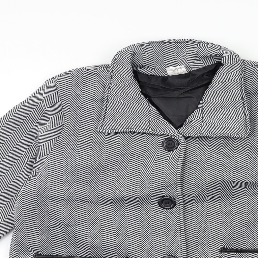 Anne De Lancay Womens Grey Striped  Jacket Coat Size 20