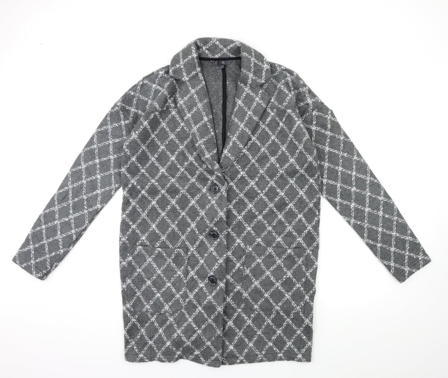 NEXT Womens Grey Check  Overcoat Coat Size M