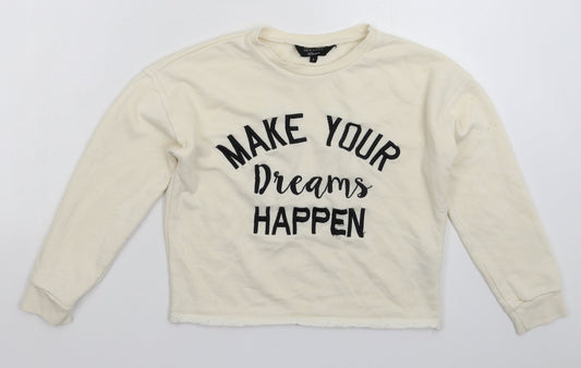 New Look Girls White   Pullover Sweatshirt Size 9 Years