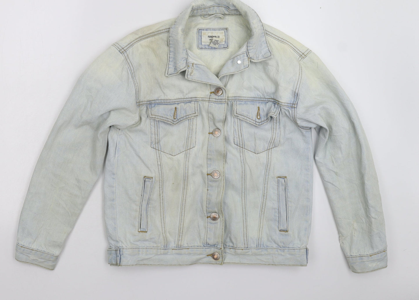 FOREVER 21 Womens Blue  Denim Jacket  Size S  - Distressed