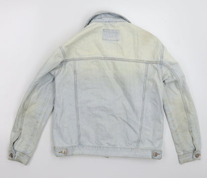 Preloved FOREVER 21 Womens Blue  Denim Jacket  Size S  - Distressed - Back