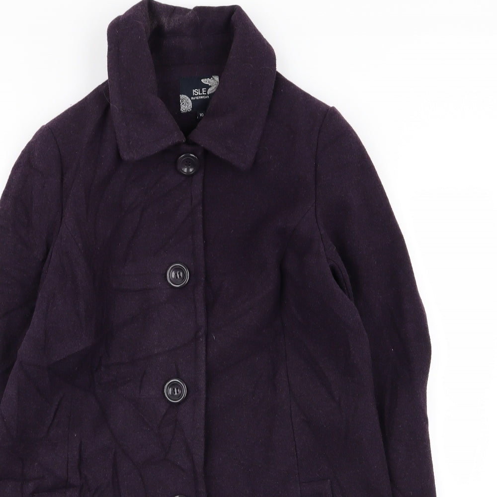 isle Womens Purple   Overcoat Coat Size 10
