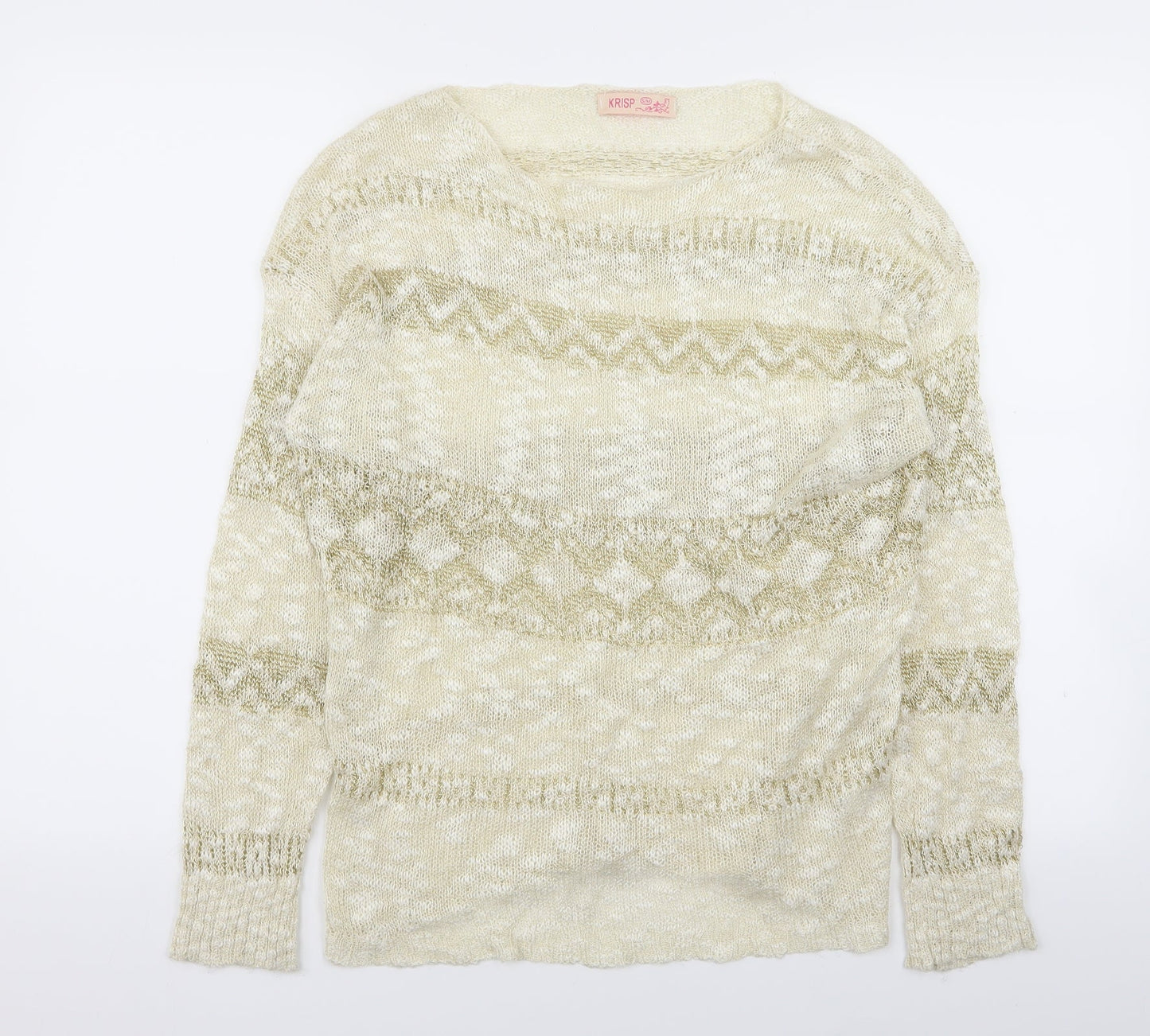 Krisp Womens Gold Striped  Pullover Jumper Size S