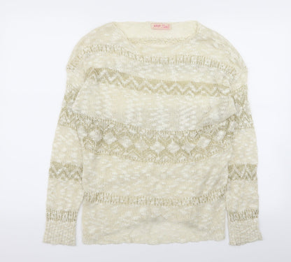 Krisp Womens Gold Striped  Pullover Jumper Size S