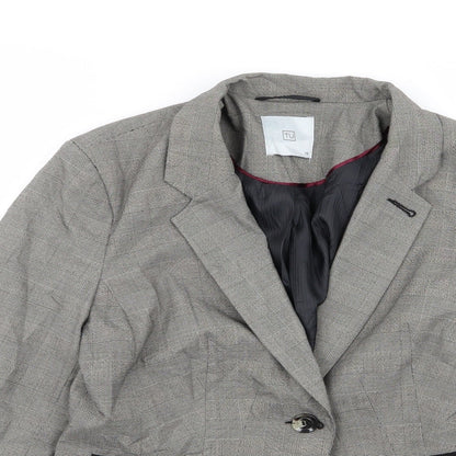 Tu Womens Grey Check  Jacket Blazer Size 12