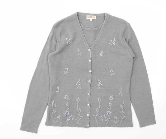 BON MARCHIE Womens Grey   Cardigan Jumper Size M