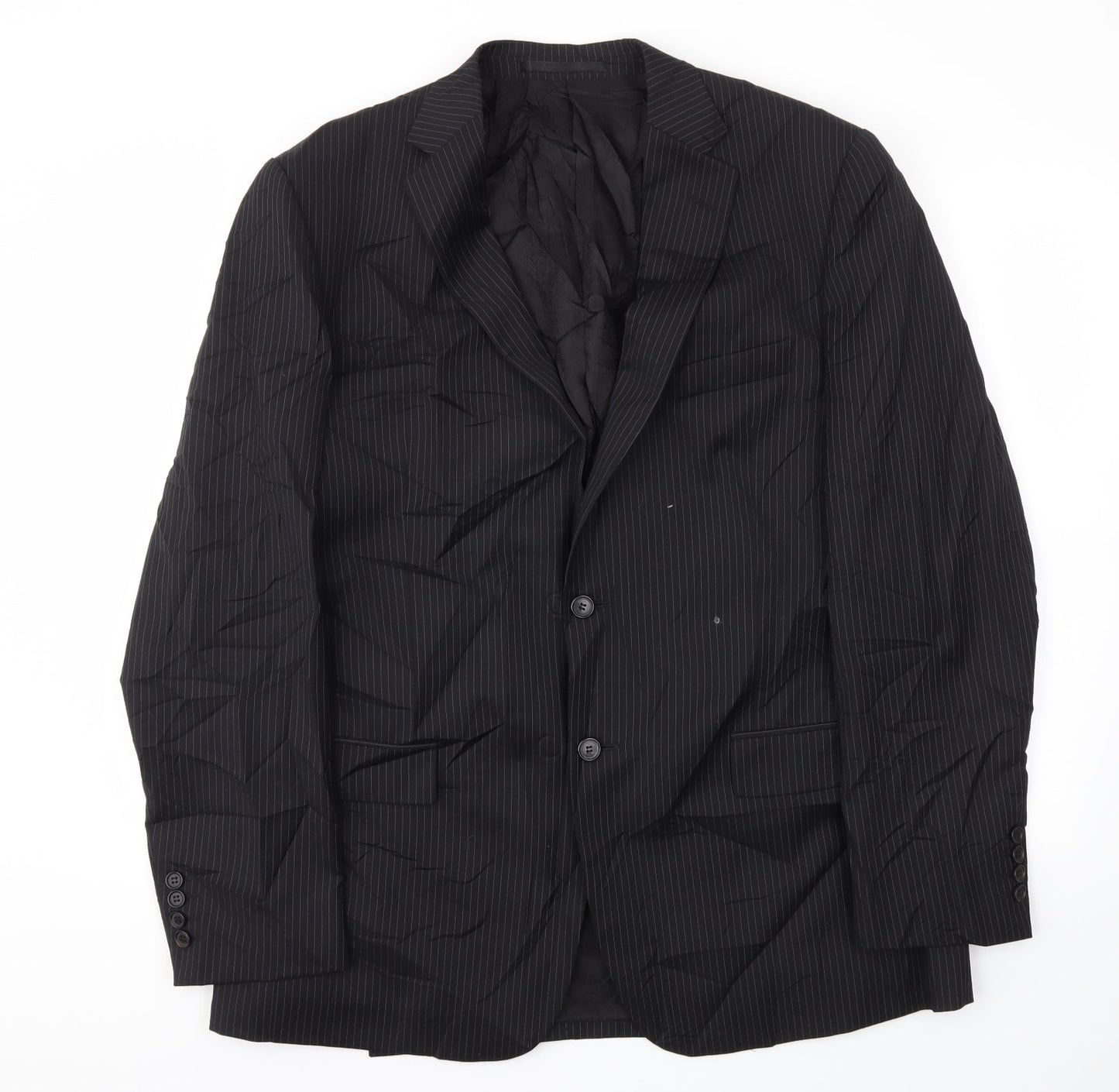M&S Mens Black Striped  Jacket Blazer Size 42