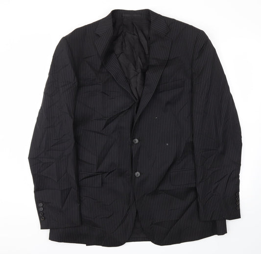 M&S Mens Black Striped  Jacket Blazer Size 42