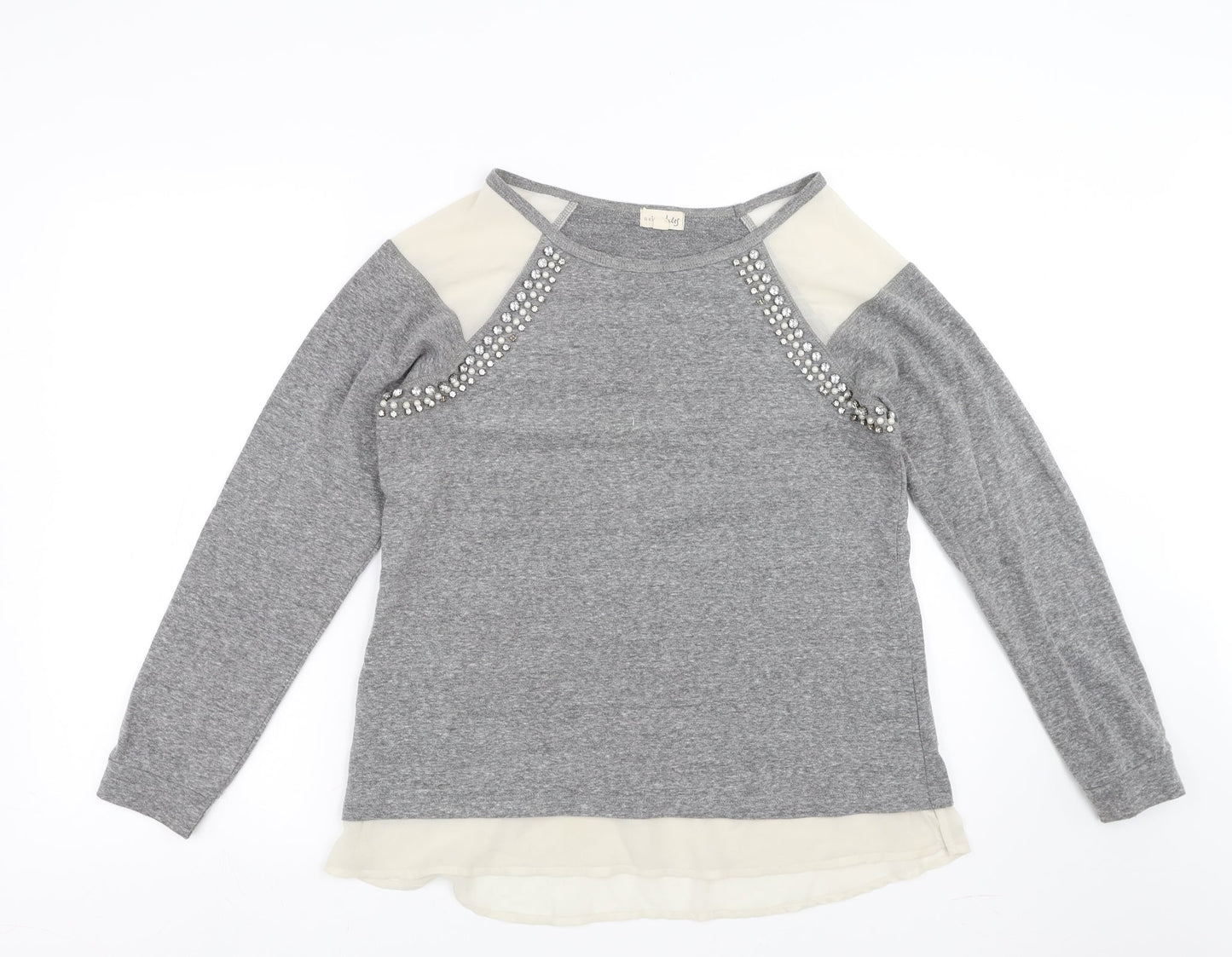 Maison Jules Womens Grey   Pullover Jumper Size M  - beaded