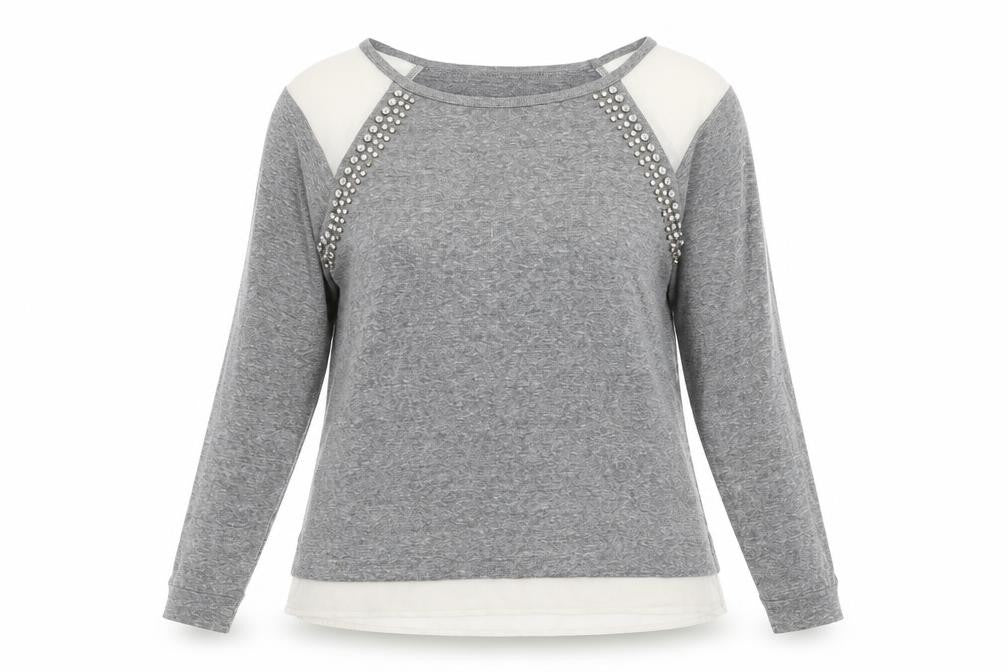 Maison Jules Womens Grey   Pullover Jumper Size M  - beaded