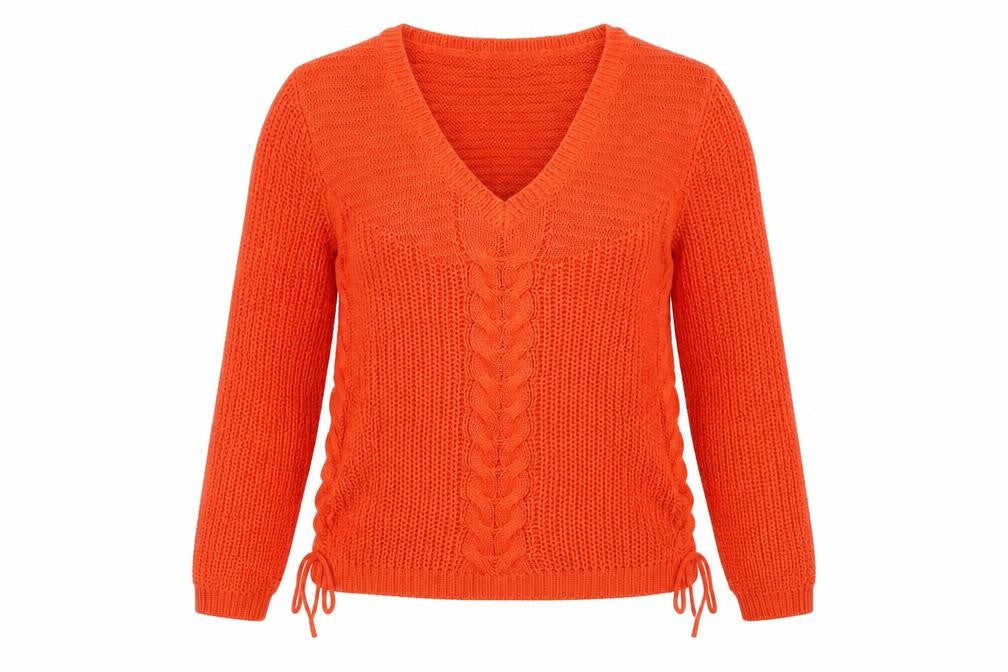 Sainsburys  Womens Orange  Knit Pullover Jumper Size 8  - tie side detail