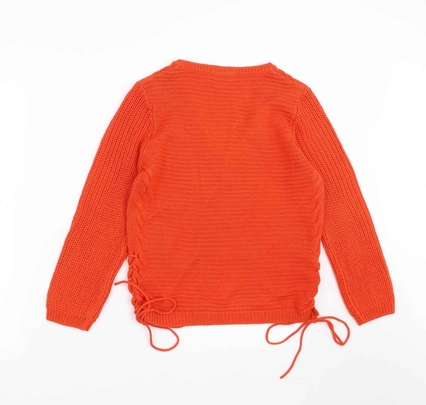 Sainsburys  Womens Orange  Knit Pullover Jumper Size 8  - tie side detail