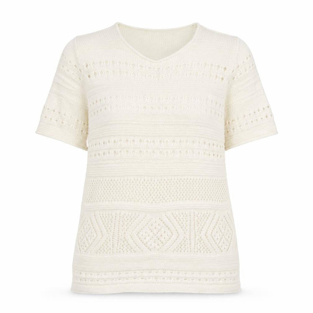 George Womens Ivory Geometric  Pullover Jumper Size 14  - open knit