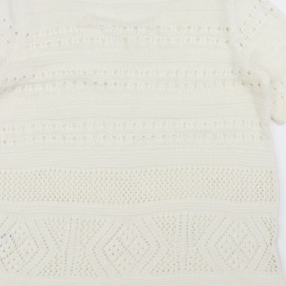 George Womens Ivory Geometric  Pullover Jumper Size 14  - open knit