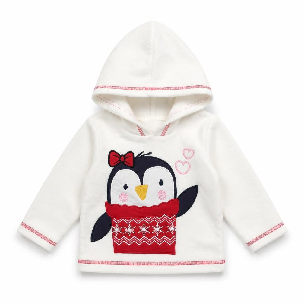 M&Co Girls White   Pullover Jumper Size 6-9 Months  - penguin