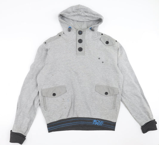 BCK & HRSY Mens Grey   Henley Jumper Size XL
