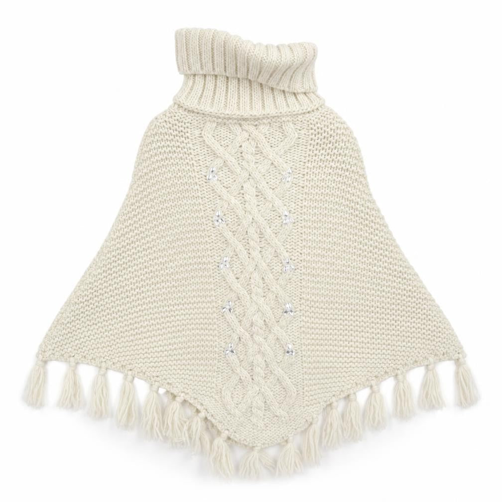 Preworn Girls Beige   Cape Jumper One Size  - beaded