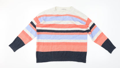 Tu Womens White Striped  Pullover Jumper Size 10