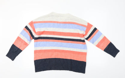 Tu Womens White Striped  Pullover Jumper Size 10
