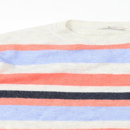 Tu Womens White Striped  Pullover Jumper Size 10
