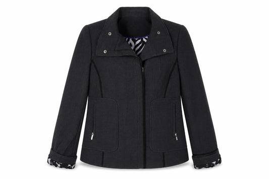 Front view of Principles women’s grey jacket coat, size UK 12