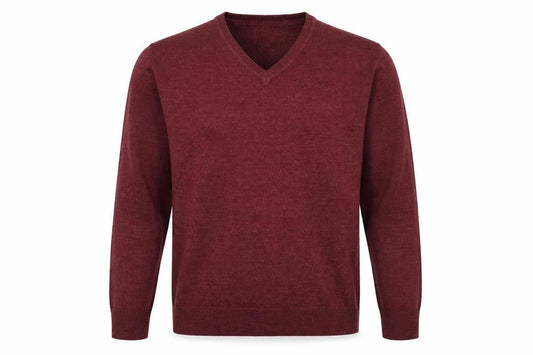 Front view of Easy men’s red houndstooth jumper, size 2XL