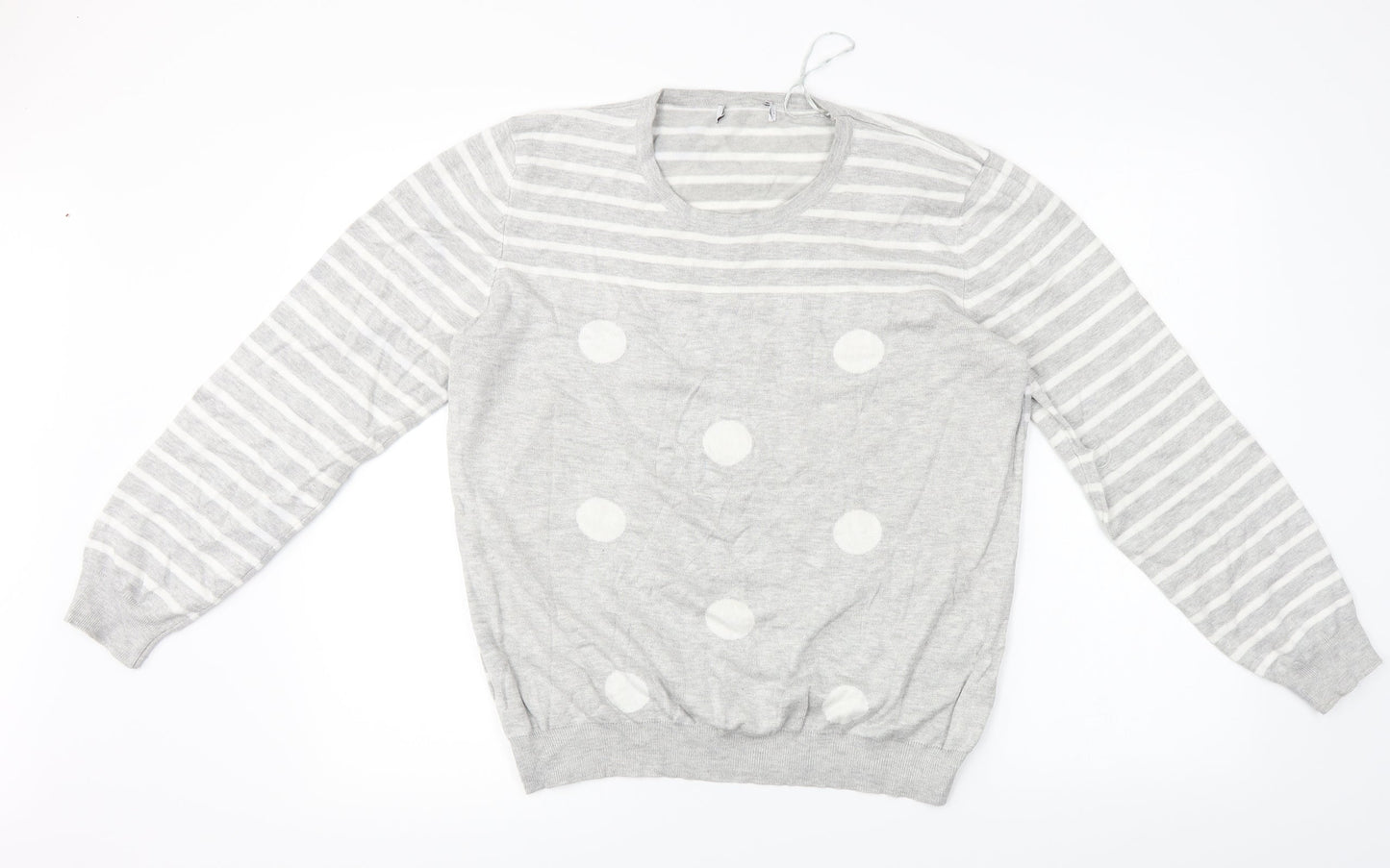 Preworn  Womens Grey Striped  Pullover Jumper Size XL