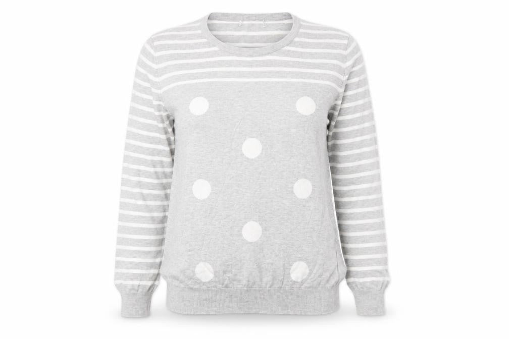 Preworn  Womens Grey Striped  Pullover Jumper Size XL