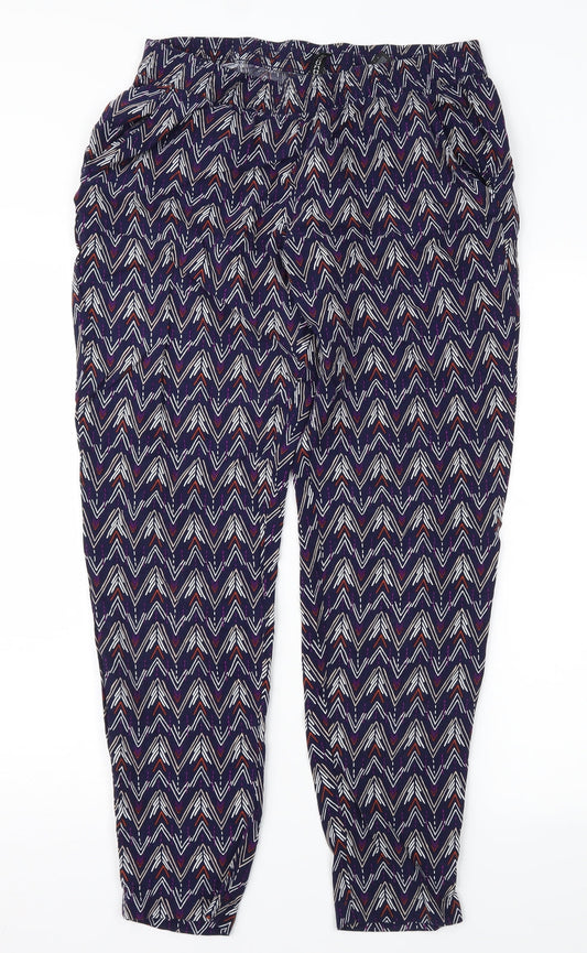 Divided Womens Purple Geometric  Trousers  Size 10 L28 in