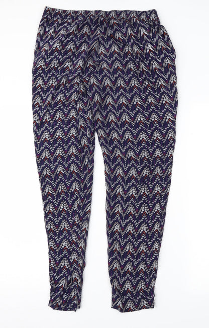 Divided Womens Purple Geometric  Trousers  Size 10 L28 in