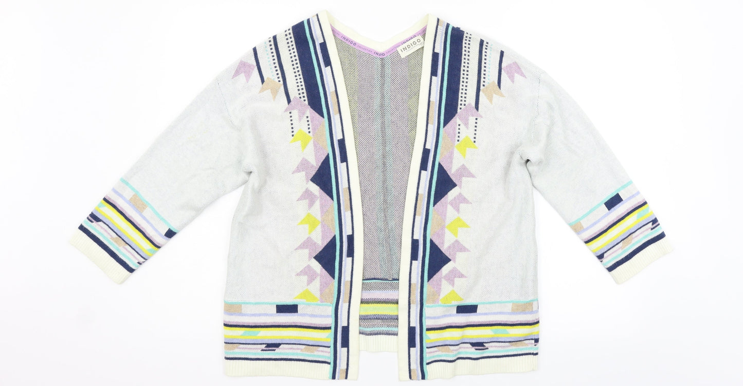 Marks and Spencer Womens Beige Striped  Cardigan Jumper Size 12