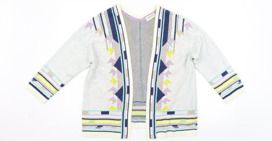 Marks and Spencer Womens Beige Striped  Cardigan Jumper Size 12