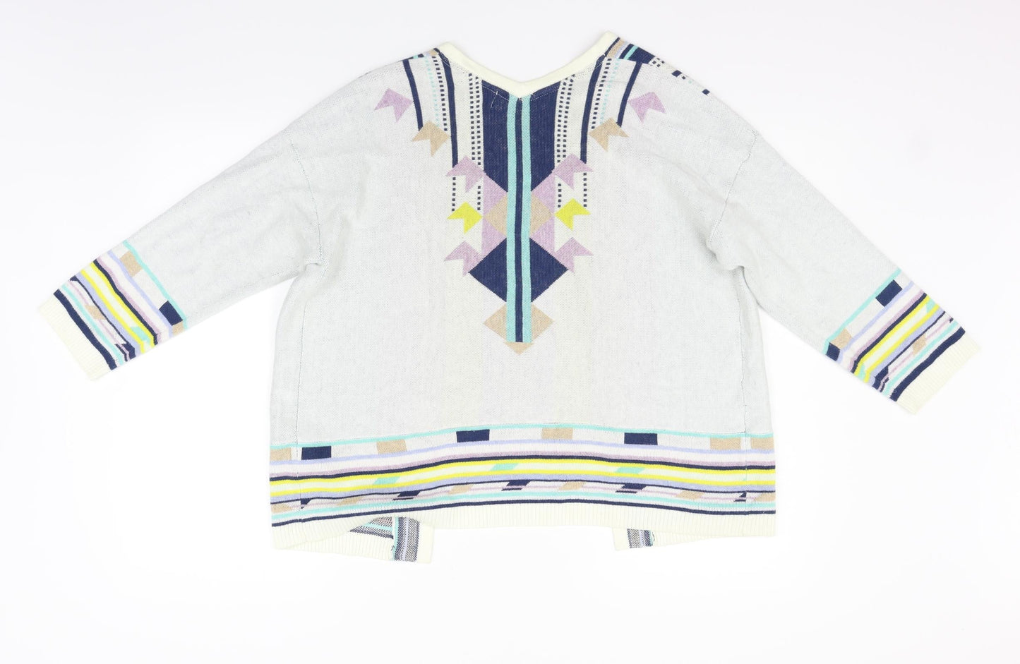 Marks and Spencer Womens Beige Striped  Cardigan Jumper Size 12