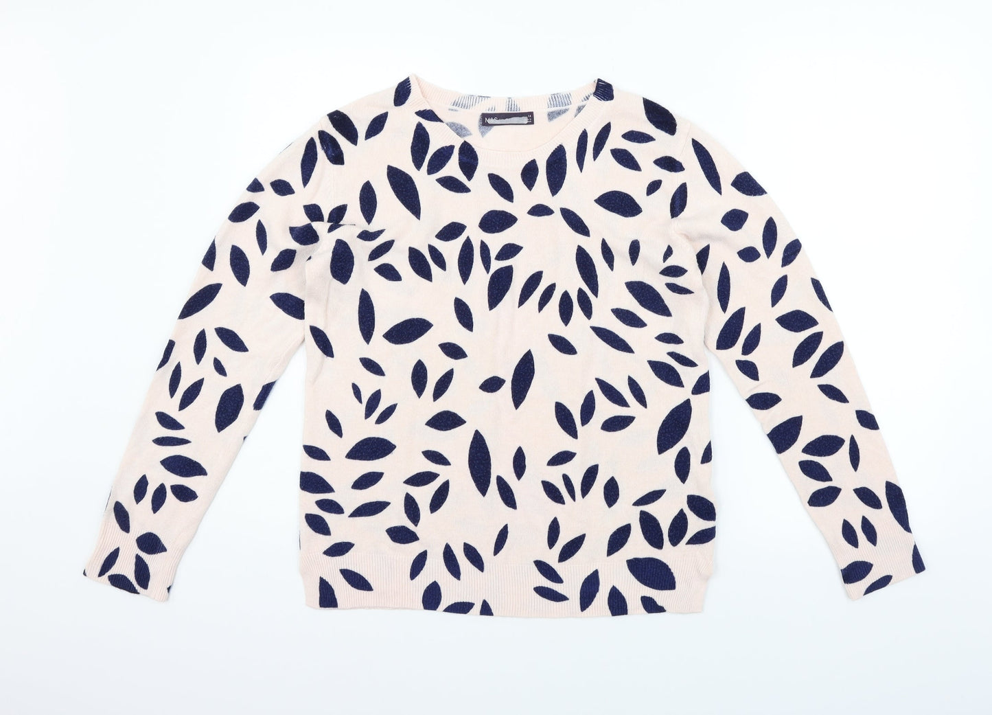 Marks and Spencer Womens Beige Floral  Pullover Jumper Size 14