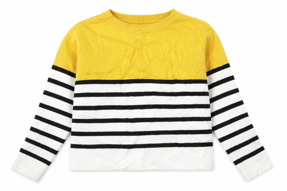 New Look Womens Yellow Striped  Pullover Jumper Size M