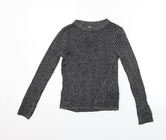 H&M Girls Black   Henley Jumper Size 11-12 Years