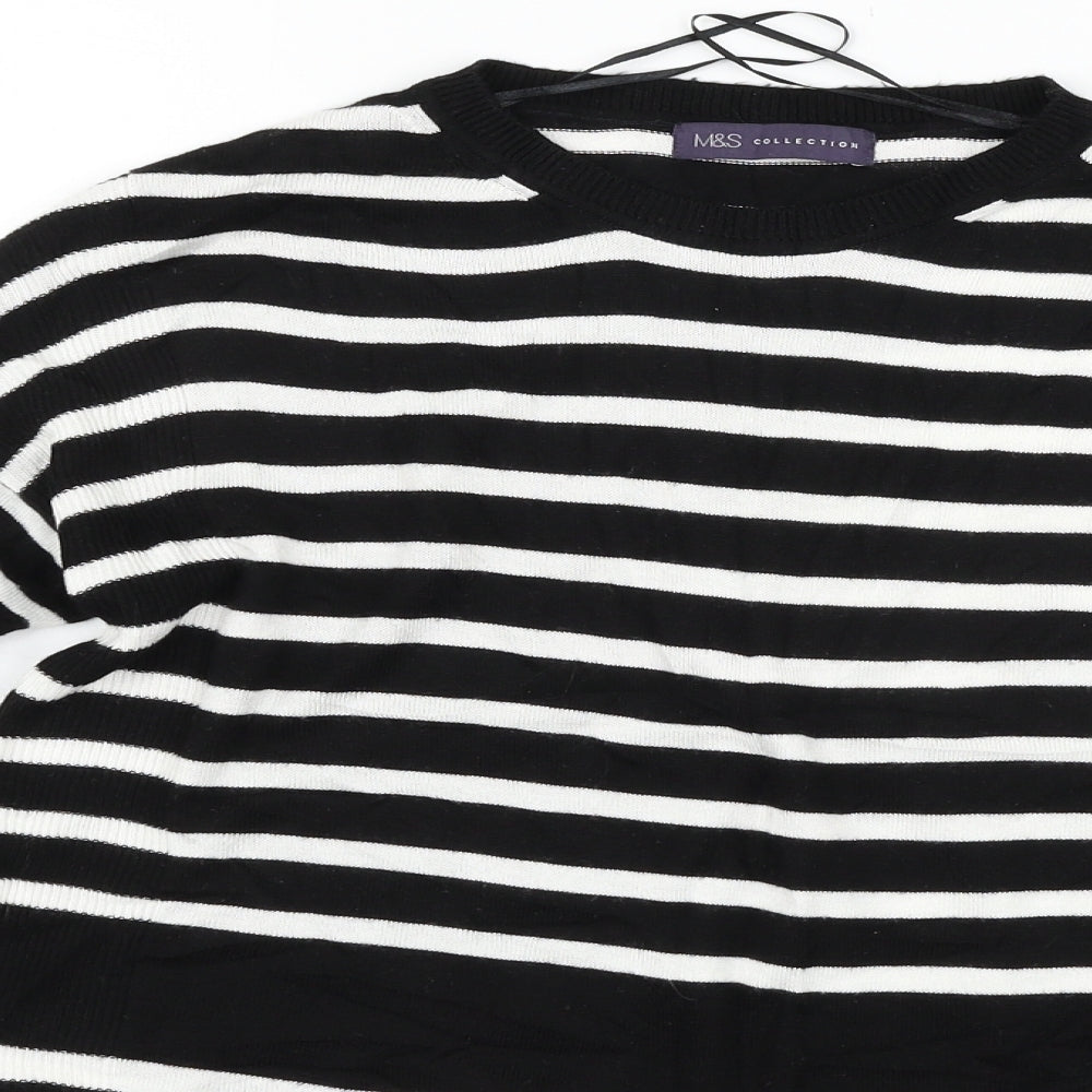 Marks and Spencer Womens Black Striped  Pullover Jumper Size 8