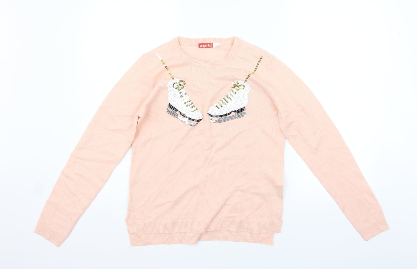 Pepperts Girls Pink   Pullover Jumper Size 12 Years  - SEQUIN