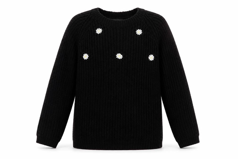 New Look Womens Black Floral  Pullover Jumper Size 10