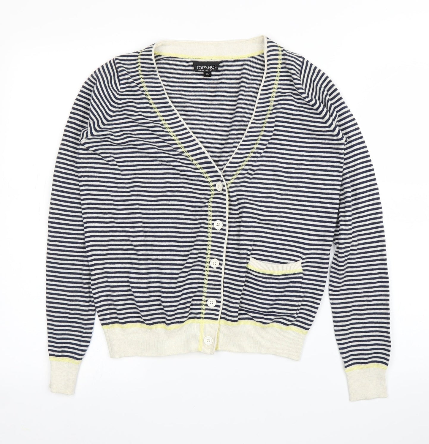 Topshop Womens Blue Striped  Cardigan Jumper Size 6