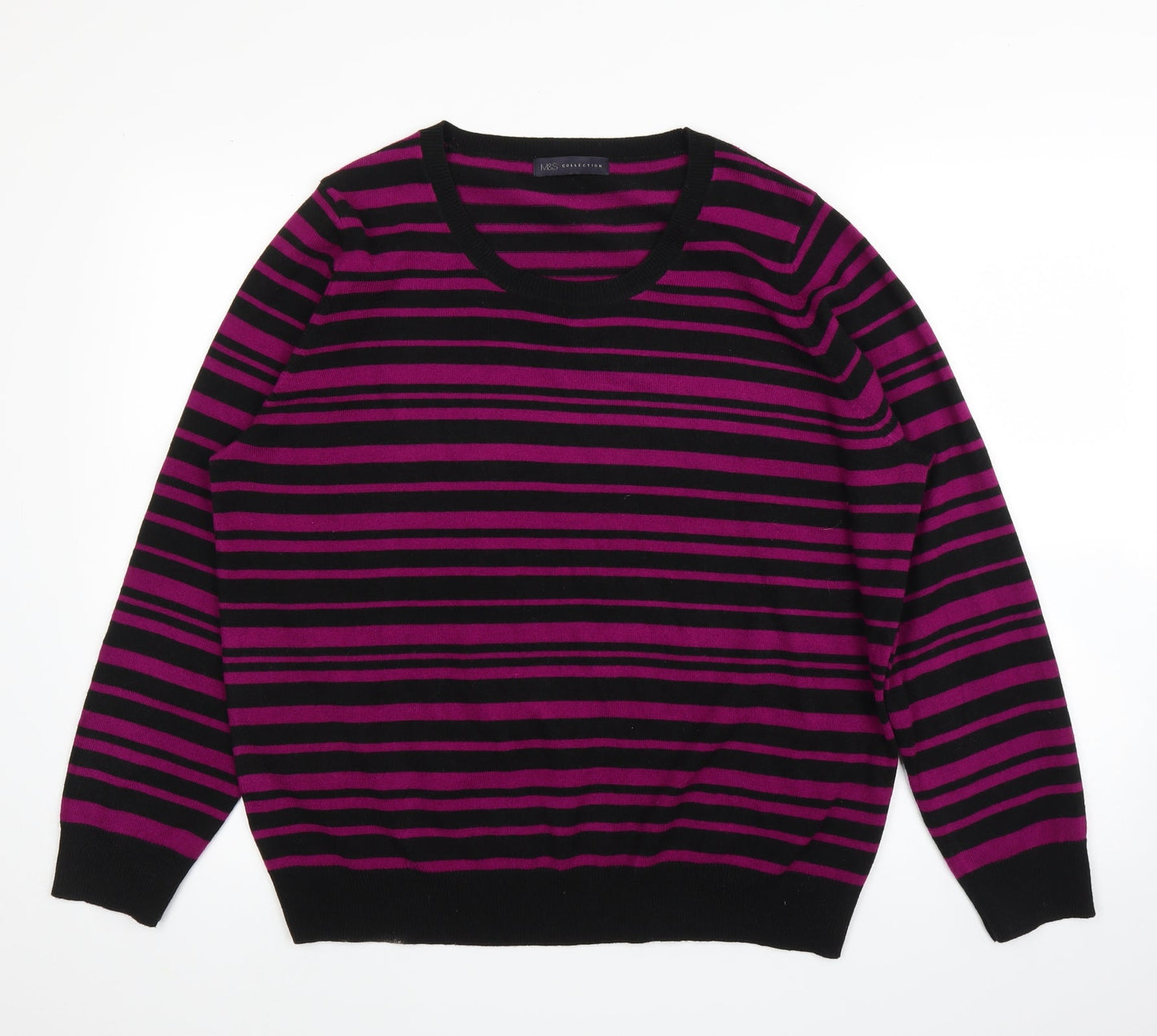 M&S Womens Purple Striped  Pullover Jumper Size 20