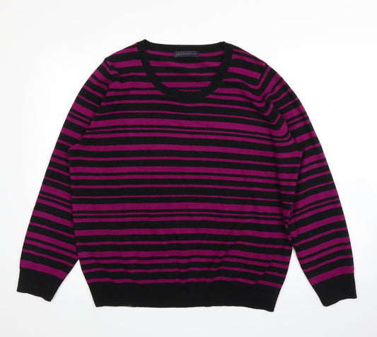 M&S Womens Purple Striped  Pullover Jumper Size 20
