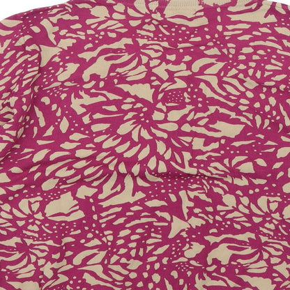 elite Womens Pink Floral  Basic Button-Up Size L