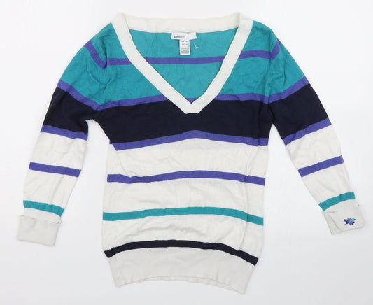 MNG BASICS Womens Multicoloured Striped  Pullover Jumper Size M