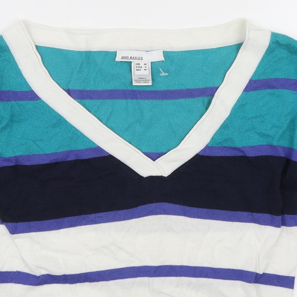 MNG BASICS Womens Multicoloured Striped  Pullover Jumper Size M