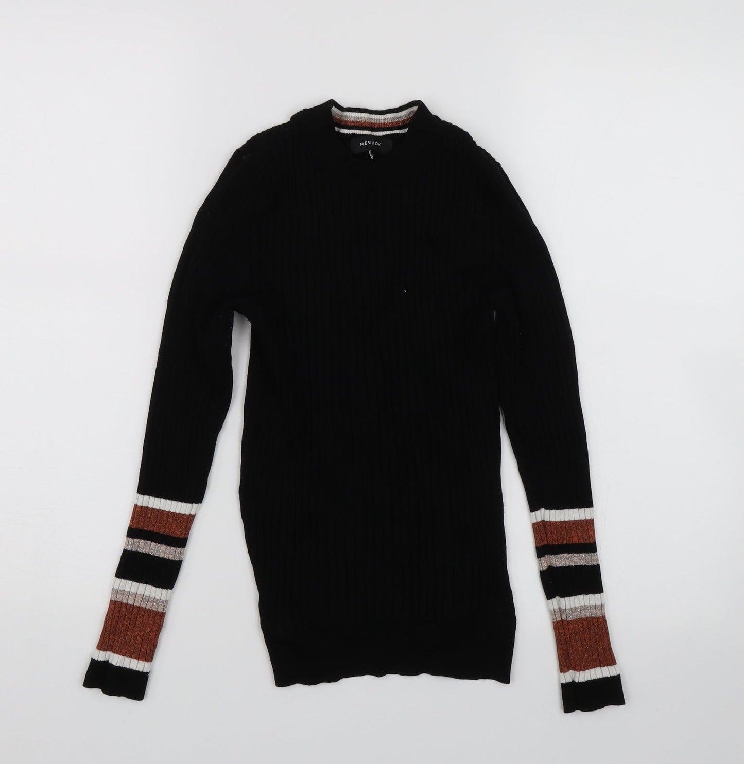 New Look Womens Black Striped  Wrap T-Shirt Size 10