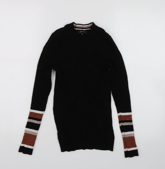 New Look Womens Black Striped  Wrap T-Shirt Size 10