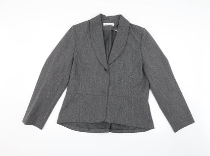 Additional front view of ANNE WEYBURN women’s grey jacket suit jacket, size UK 16